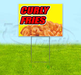 Curly Fries Yellow Background Yard Sign