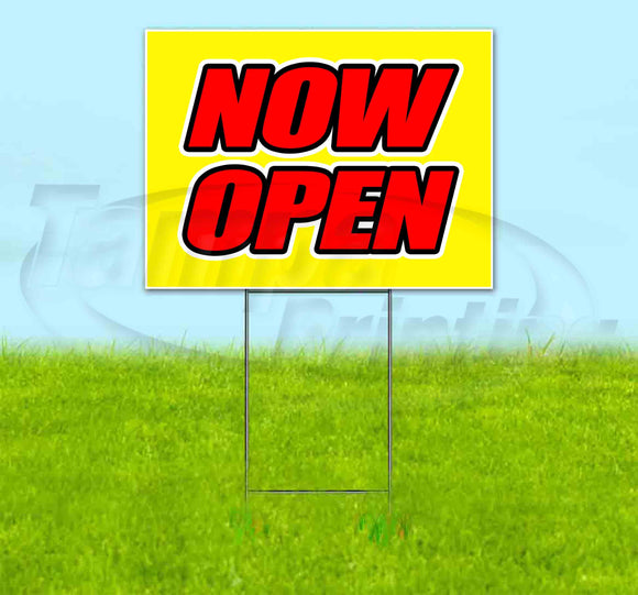 Now Open Yellow Background Yard Sign