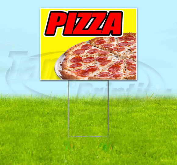 Pizza Yellow Background Yard Sign