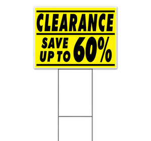 Clearance Up To Sixty Percent Yard Sign