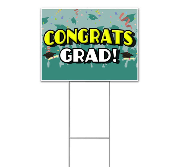 Congrats Grad Teal Yard Sign