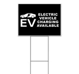 Electric Vehicle Charging Available Black Yard Sign