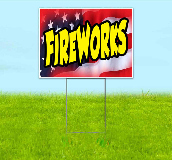 Fireworks American Flag Yard Sign