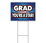 Grad You're A Star Yard Sign