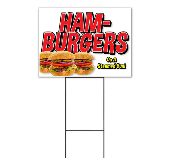 Hamburgers On A Steamed Bun Yard Sign
