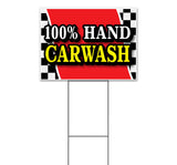 100% All Hand Carwash Yard Sign
