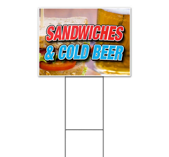 Sandwiches & Cold Beer Yard Sign