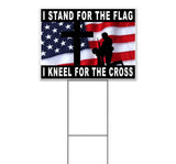 Stand For The Flag Kneel For Cross Yard Sign