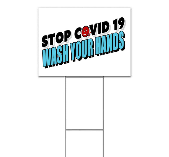 Stop Virus Wash Hands Yard Sign
