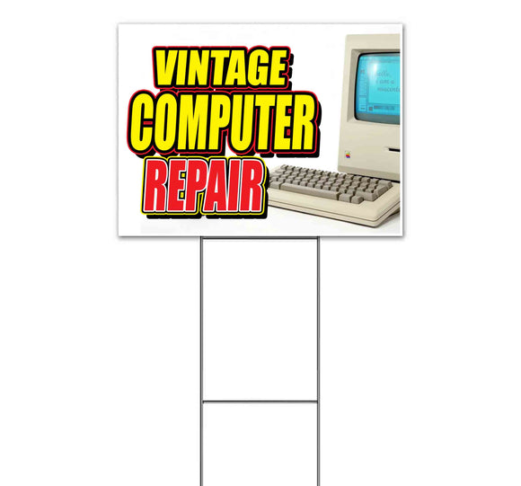 Vintage Computer Repair Yard Sign