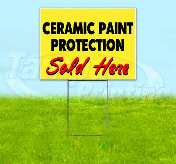 Ceramic Paint Protection Sold Here Yellow Cursive Yard Sign