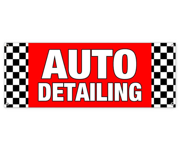 Auto Detailing Red Checkered Banner