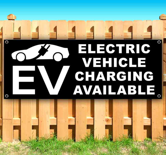 Electrical Vehicle Charging Available Black Banner