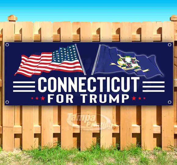 For Trump With Flag Connecticut Banner