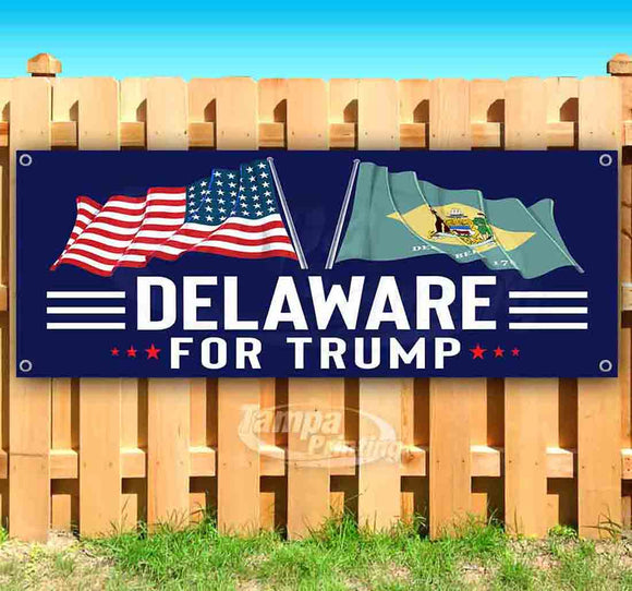 For Trump With Flag Delaware Banner