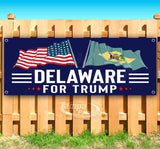 For Trump With Flag Delaware Banner