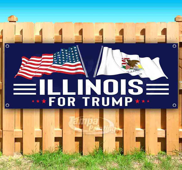 For Trump With Flag Illinois Banner