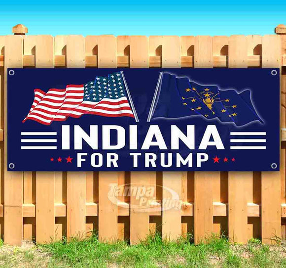 For Trump With Flag Indiana Banner