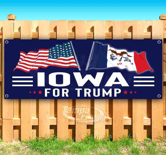For Trump With Flag Iowa Banner