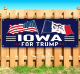For Trump With Flag Iowa Banner