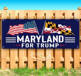 For Trump With Flag Maryland Banner