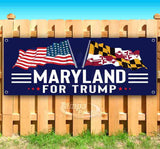 For Trump With Flag Maryland Banner