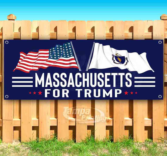 For Trump With Flag Massachusetts Banner