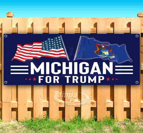 For Trump With Flag Michigan Banner