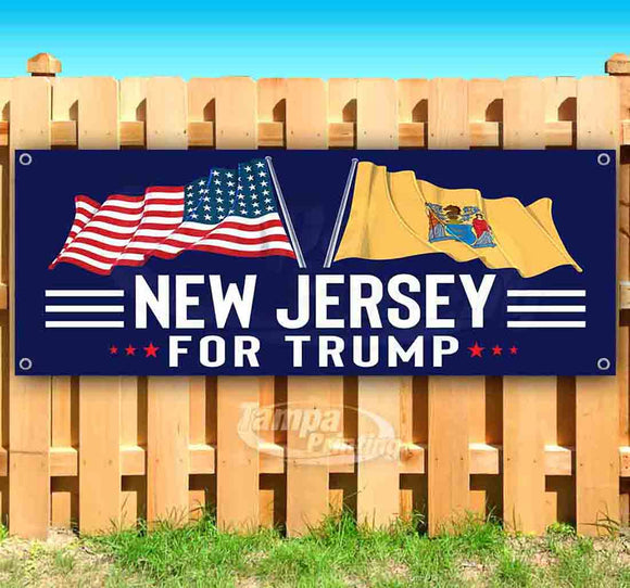 For Trump With Flag New Jersey Banner
