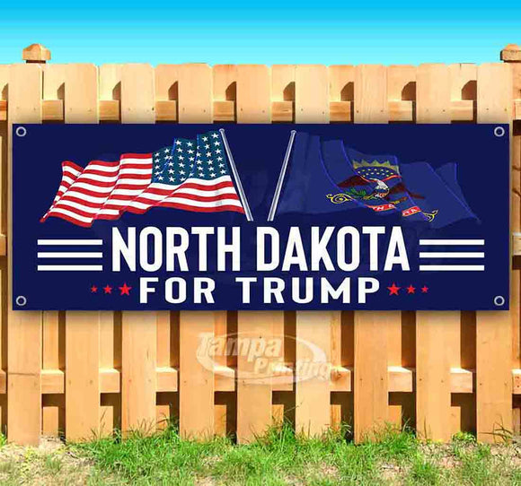 For Trump With Flag North Dakota Banner
