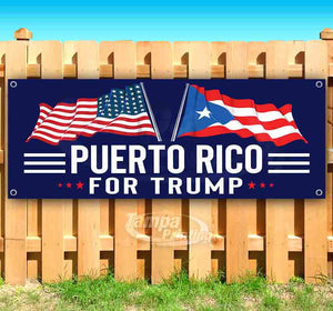 For Trump With Flag Puerto Rico Banner