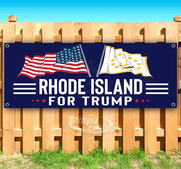 For Trump With Flag Rhode Island Banner
