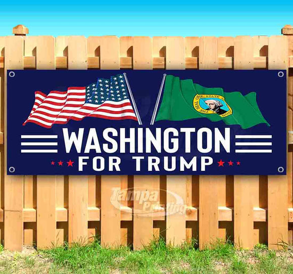 For Trump With Flag Washington Banner