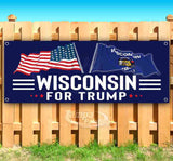 For Trump With Flag Wisconsin Banner