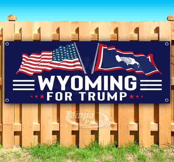 For Trump With Flag Wyoming Banner