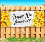 Happy 10th Anniversary Flowers Banner