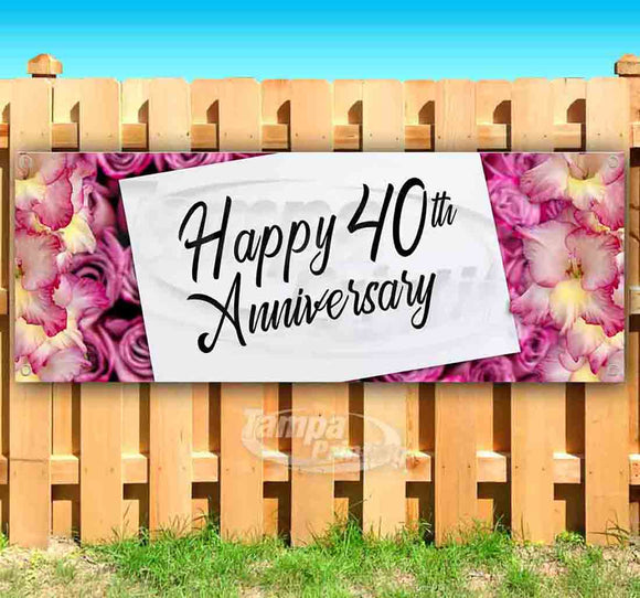 Happy 40th Anniversary Flowers Banner