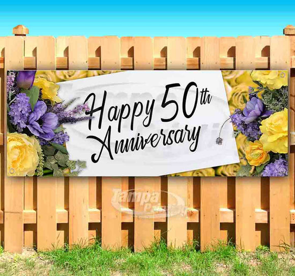 Happy 50th Anniversary Flowers Banner