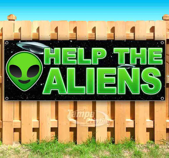 Help The Aliens UFO Green Banner