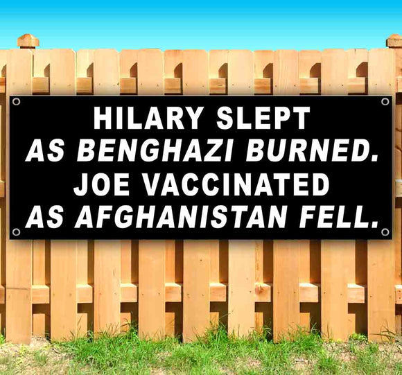 Hilary Slept Joe Vaccinated Banner