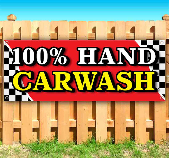 Hundred Percent Hand Car Wash Banner
