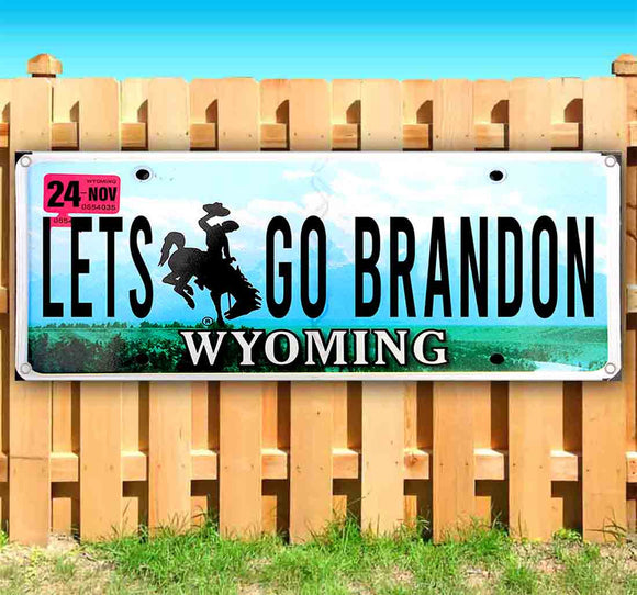 Let's Go Brandon Wyoming Plate Banner