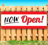  Now Open Red Stripes Banner
