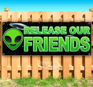 Release Our Friends UFO Green Banner