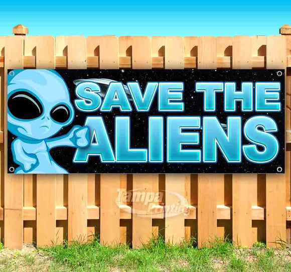 Save The Aliens UFO Blue Banner