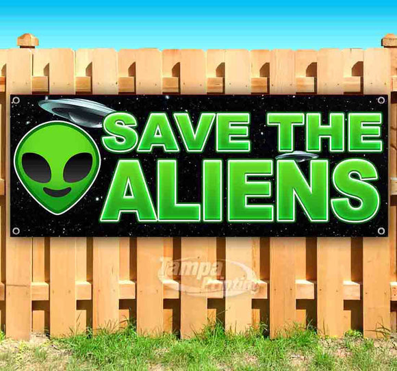 Save The Aliens UFO Green Banner
