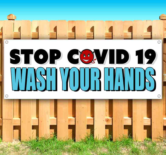 Stop Covid Wash Hands Banner