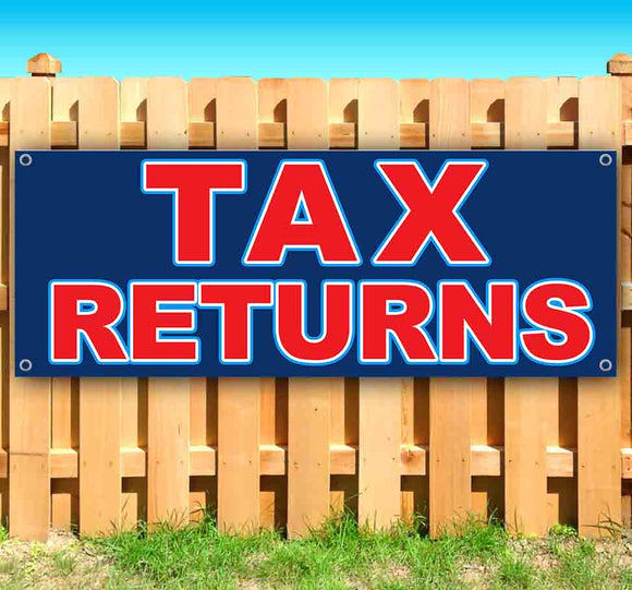 Tax Returns Blue Red Banner