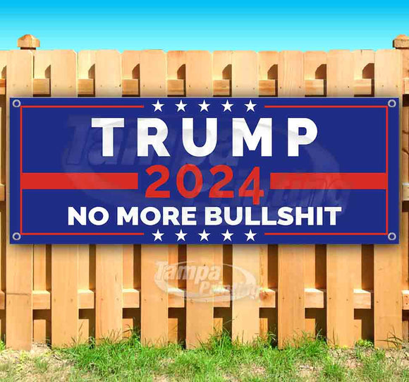 Trump 2024 No More Bulls*** Stripe Blue Banner