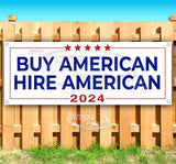 Trump Buy American Hire American White Banner